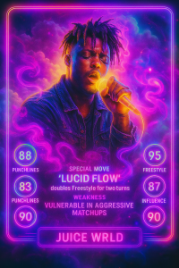 20250830_1648_Juice WRLD Rap Card_remix_01k3ybpqfwe38t0a1fnx6was1f